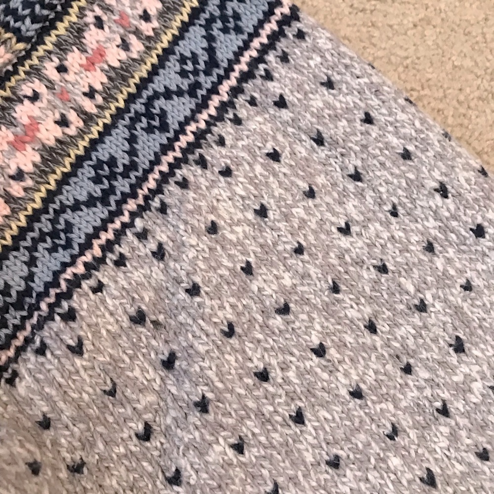 Vintage LizWear Cardigan Sweater Womens Small Zip Up Heavy Knit Fair Isle Grey - Picture 11 of 14